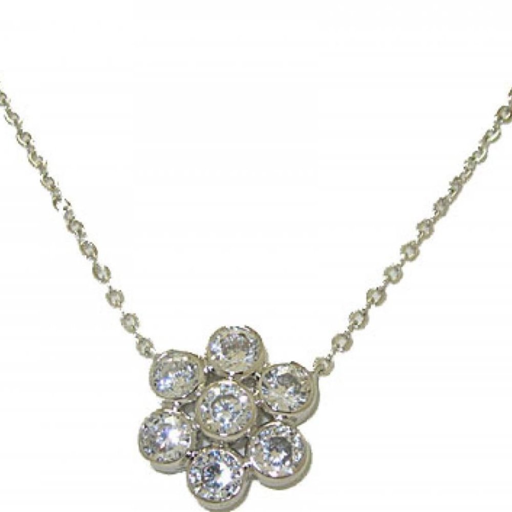 Janku CZ white gold Necklace adjustable NWT